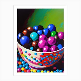 Aniseed Balls Candy Sweetie Colourful Brushstroke Painting Flower Art Print