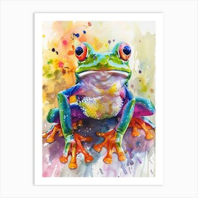 Frog Colourful Watercolour 2 Art Print
