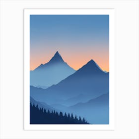 Misty Mountains Vertical Composition In Blue Tone 22 Art Print