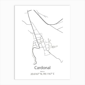 Cardonal,Mexico Minimalist Map Art Print