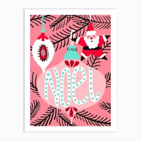 Noel Christmas Ornament Mid Century Modern Vintage Style Art Print