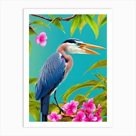 Great Blue Heron Tropical bird Art Print