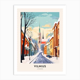 Vintage Winter Travel Poster Vilnius Lithuania 2 Art Print