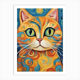 Orange Cat Painting Art Print