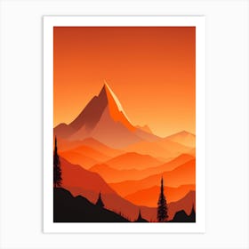 Misty Mountains Vertical Composition In Orange Tone 174 Art Print