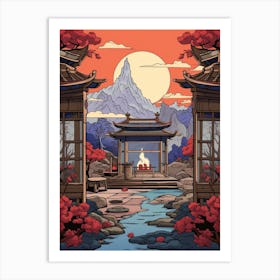 Kusatsu Onsen, Japan Vintage Travel Art 4 Art Print