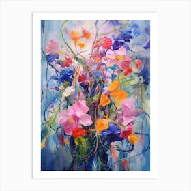 Abstract Flower Painting Lobelia 3 Art Print