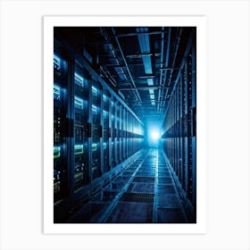 Abandoned Data Center Featuring Racks Filled With Mainframes And Servers Intricate Electronic Hardw (2) Art Print