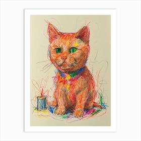 Cat Drawing Art Print