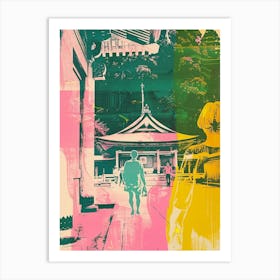 Koyasan Japan Retro Duotone Silkscreen 2 Art Print