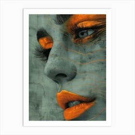 Orange Face Extraordinary femininity woven with threads of gold Art Print