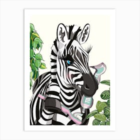 Zebra Cleaning Teeth Art Print