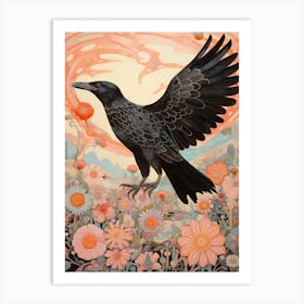 Raven 3 Detailed Bird Painting Art Print