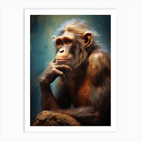 Thinker Monkey Deep In Thought Realistic 2 Art Print