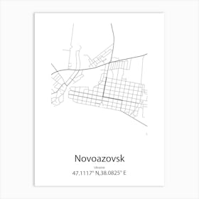 Novoazovsk,Ukraine Minimalist Map Affiche