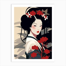 Geisha Japanese Style Illustration 1 Art Print