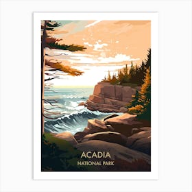 Acadia National Park Travel Poster Illustration Style 7 Art Print