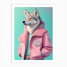 Wolf Wearing Jacket Art Print