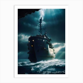 Ship In The Sea-Reimagined Art Print