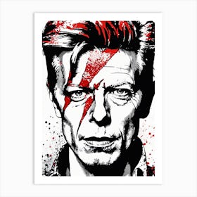 David Bowie Portrait Ink Painting (23) Art Print