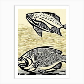 Piranha Linocut Art Print