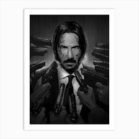 John Wick BW Art Print