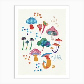 Candy Mushrooms [white] Art Print