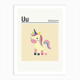 Animals Alphabet Unicorn 1 Art Print