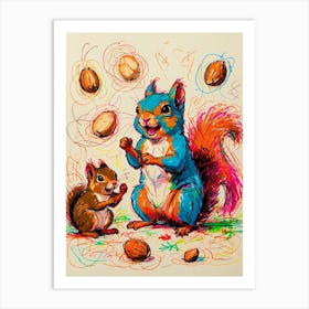 Squirrels And Nuts Art Print