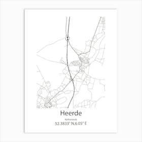 Heerde,Netherlands Minimalist Map Art Print