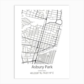 Asbury Park,United States Minimalist Map 1 Art Print