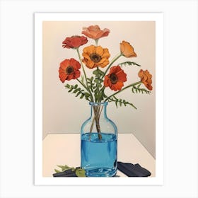 Poppy’s In A Blue Vase Art Print