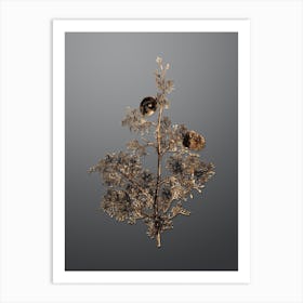 Gold Botanical Mediterranean Cypress on Soft Gray n.2528 Art Print