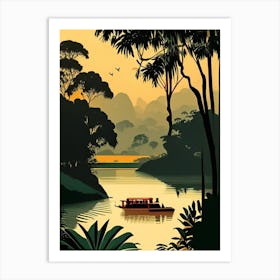 Chitwan National Park Nepal Retro Art Print