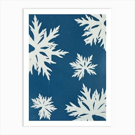 Snowflakes On Blue cyanotype Art Print