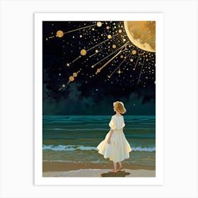 Moon And Stars 9 Art Print