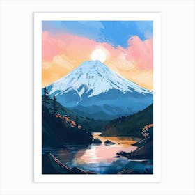 Mount Fuji Japan 5 Retro Illustration Art Print