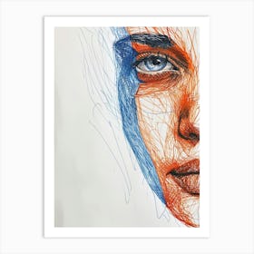 Drawing Of A Woman'S Face 1 Art Print