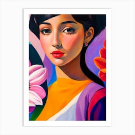 Asian Girl With Flowers Art Print