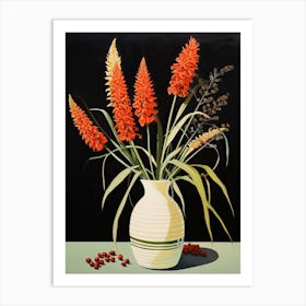 Bouquet Of Red Hot Poker Flowers, Autumn Fall Florals Painting 2 Art Print
