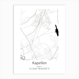 Kapellen,Belgium Minimalist Map Art Print