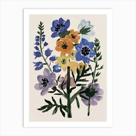 Painted Florals Larkspur 3 Art Print