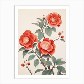 Tsubaki Camellia 1 Vintage Japanese Botanical Art Print