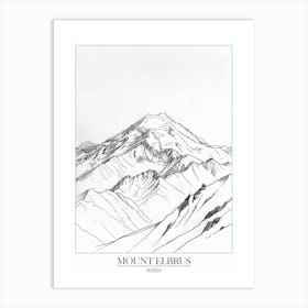 Mount Elbrus Russia Line Drawing 2 Poster Art Print