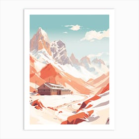 Vintage Winter Travel Illustration Pamir Mountains Tajikistan 3 Art Print