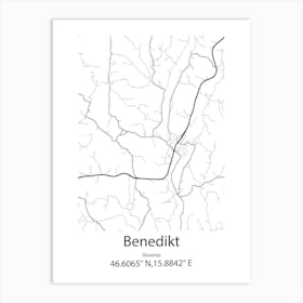 Benedikt,Slovenia Minimalist Map Art Print