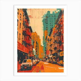 Chinatown New York Colourful Silkscreen Illustration 1 Art Print