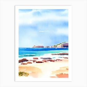 Cala Conta Beach 3, Ibiza, Spain Watercolour Art Print