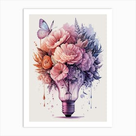 Light Bulb With Flowers 1 Art Print