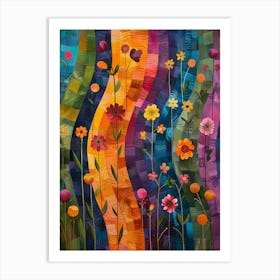 Quilted Flowers Art Print